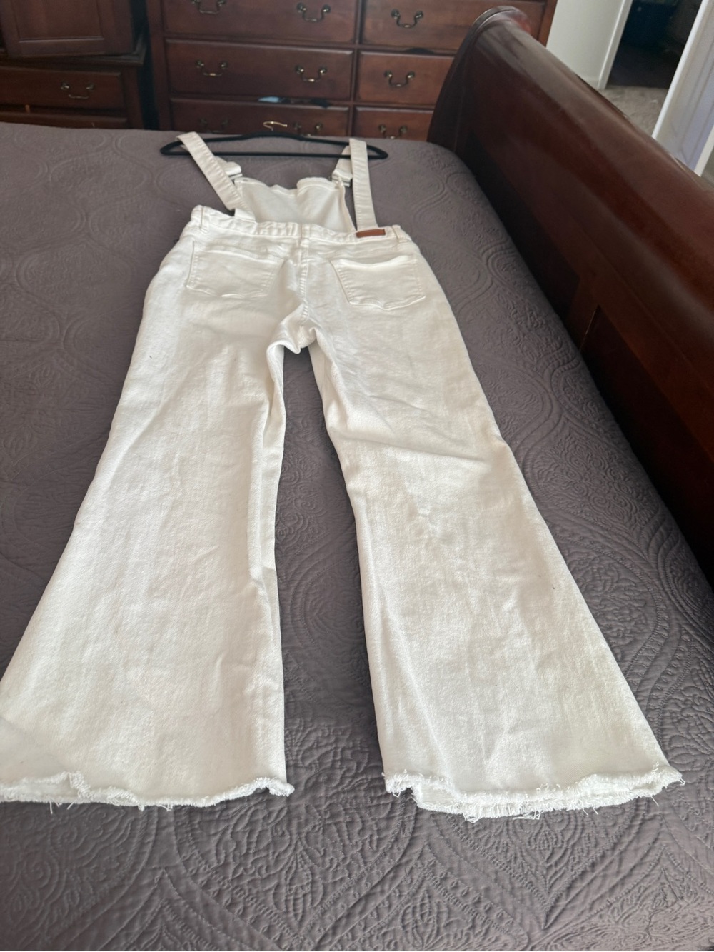 Umgee Cream Wide-Leg Denim Overalls